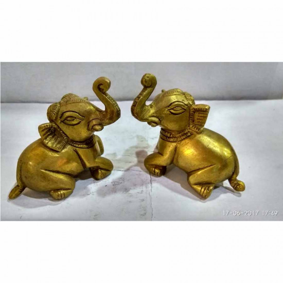 A Couple Elephant Statue brass