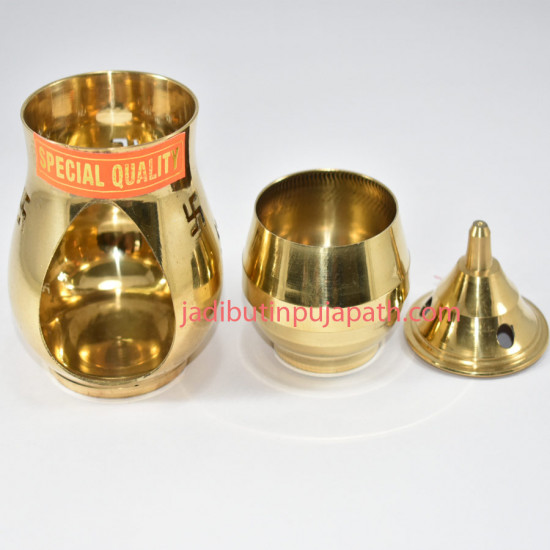 Kapur(camphor) Diva Brass - Kapur Oil Lamp - Attractive Look