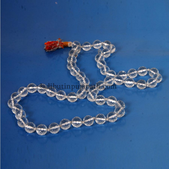 Crystal Mala Diamond Cut Shape Certifide - Sphatik Mala 108+1 Crystal Mala Diamond Cut Shape Certifide - Sphatik Mala 108+1